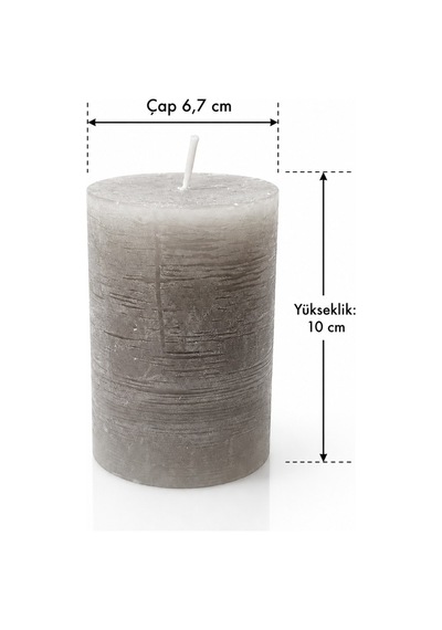 Mat Desenli Koyu Yeşil Silindir Mum 30 Saat Yanma Kokusuz Dekoratif Blok Mum 6,7 X 10 Cm Mat Koyu Yeşil