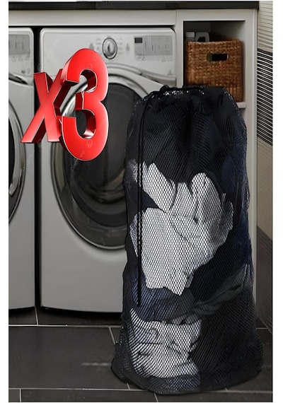 Tois Baby 3 Adet Siyah Lüx Perde Ve Çamaşır Yıkama Filesi Ipli 60x80 Cm Battal Boy