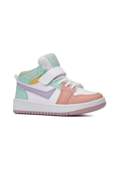 Günlük Unisex Sneaker Bağcıklı Hafif Yumuşak Kaymaz Taban Bilekli Basketbol Ayakkabı 8070 Beyaz- Yeşil- Lila-20