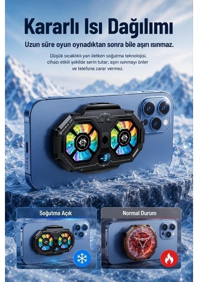 Premium Kablolu Cep Telefon Soğutucu Acc70 Siyah Mobil Donanım Cihaz Parçası Oyun Ekipmanı