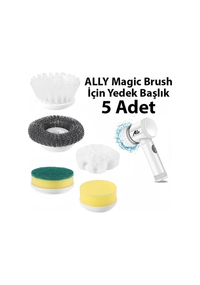 Magic Brush Şarjlı Temizleme Fırçası İçin 5 Adet Yedek Başlık Beyaz