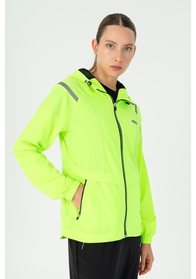 Maraton Regular Kadın Kapüşonlu Neon Yeşil Tracktop Yeşil