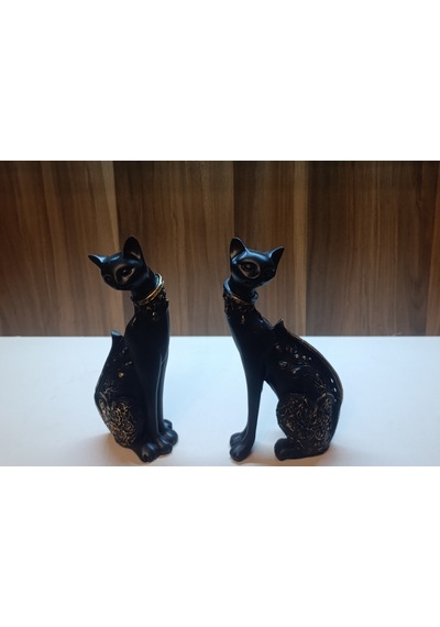 13 Cm-18 Cm Ebatlarda Kırılmaz Polyestr2li Siyah Renk Kedi Biblo