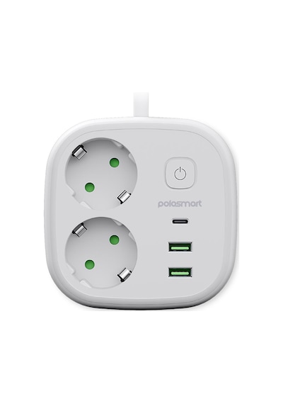 Polosmart Mp23 2 Prizli Uzatma Kablosu 2 Usb + Type-c Çıkışlı 2 Metre Akım Korumalı Beyaz 2 M