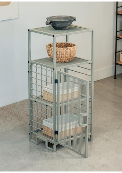 Dekoratif Bej Metal Çok Amaçlı Dolap 4 Raflı Organizer Dekoratif Bej Metal Çok Amaçlı Dolap 4 Raflı Organizer