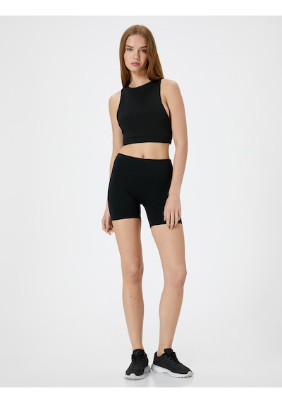 Koton Spor Kısa Tayt Standart Bel Slim Fit Siyah 4sak40252nk Siyah