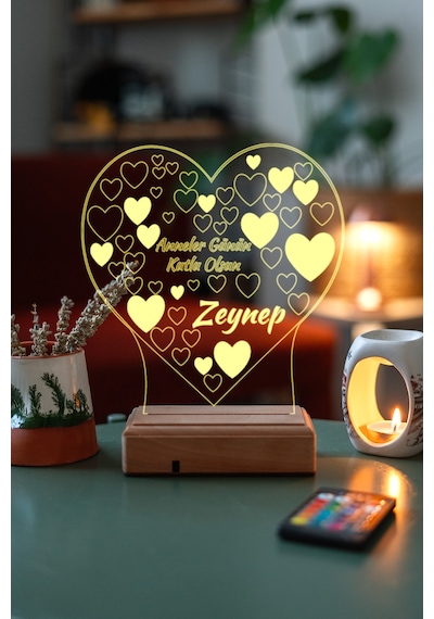 Anneler Günü Hediye Kalp 3D Masaüstü Led Lamba