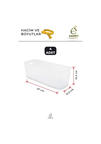 Kapaksız Dolap İçi Düzenleyici Çizgili Desenli Organizer Saklama Kutusu Çok Amaçlı Sepet 1 Adet Beyaz