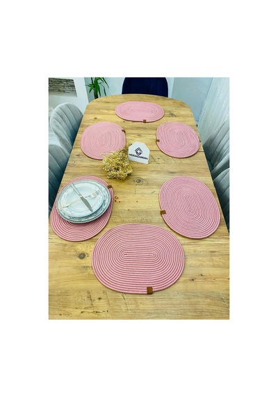 Jüt Hasır Amerikan Servis Oval Supla 6 Lı Pembe Pembe