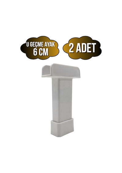 U Geçme Beyaz Plastik Ayarlı Ayak Mobilya Masa Ve Dolap Ayağı Beyaz 6cm 2 Adet Beyaz