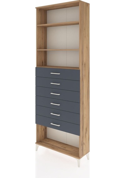 Arges Dolap 3 Raflı 6 Çekmeceli 88x30x243 Çam-antrasit Atlas Çam Arges Dolap 3 Raflı 6 Çekmeceli 88x30x243 Çam-antrasit Atlas Çam