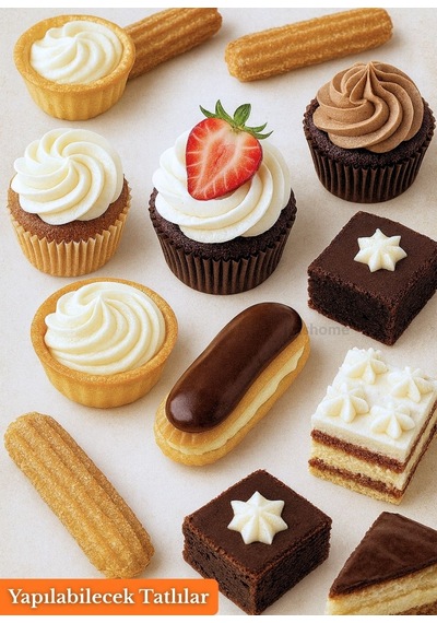 Cupcake, Ekler, Pasta Ve Kurabiye Duyu 5 Li Büyük Boy Paslanmaz Çelik Dekoratif Krema Duy Seti Set-3 Metalik Gri