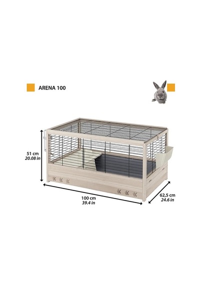 Ferplast Arena 100 Ahşap Tavşan Kafesi 100x62,5x51cm