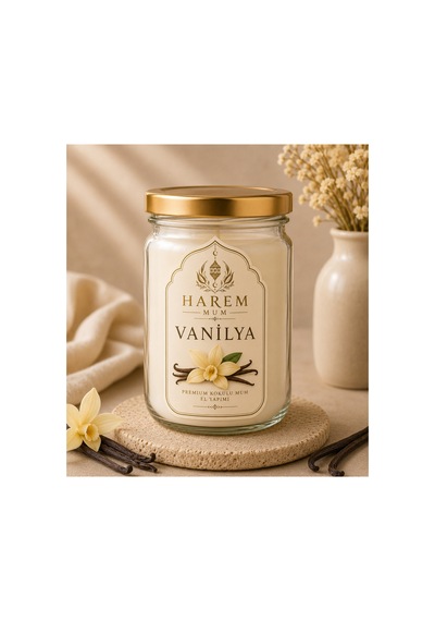 Vanilya Kokulu El Yapımı Kavanoz Mum 150 Gr Beyaz