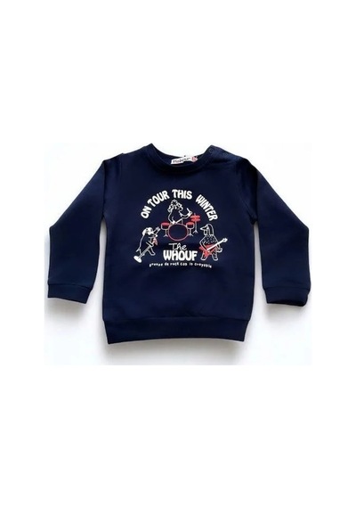 Cantoy Erkek Bebek Winter Yazılı Pamuklu Sweatshirt-14658 Lacivert