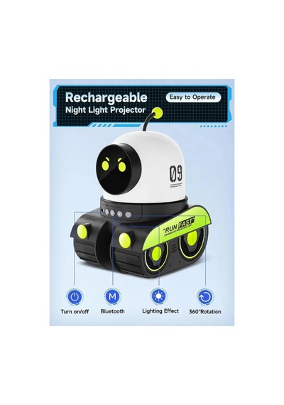 Cocuklar Icin Egitici Gece Lambasi Projektor Bluetooth Hoparlor Astronot Galaxy Speaker Siyah