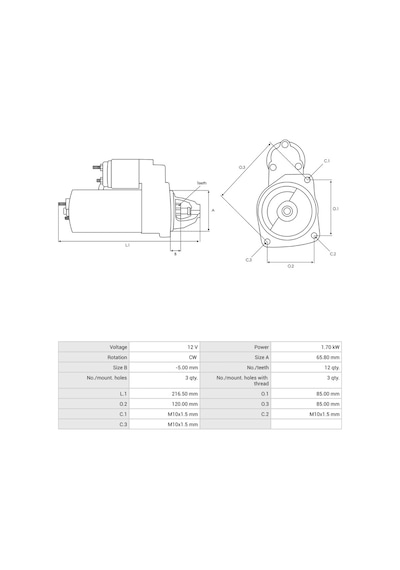 Seg 12v Marş Motoru 12 Diş 1.7 Kw Start-stop Cıtroen-fıat-lancıa-opel-peugeot