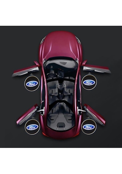 Ford 2 Adet Araçları Için Pilli Yapıştırmalı Mesafe Sensörlü Kapı Altı Led Logo / Projektör