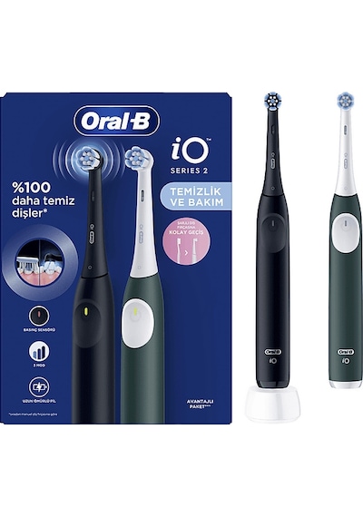 Oral B İo 2 Serisi Şarjlı Diş Fırçası 2'li Avantaj Paketi Siyah/yeşil