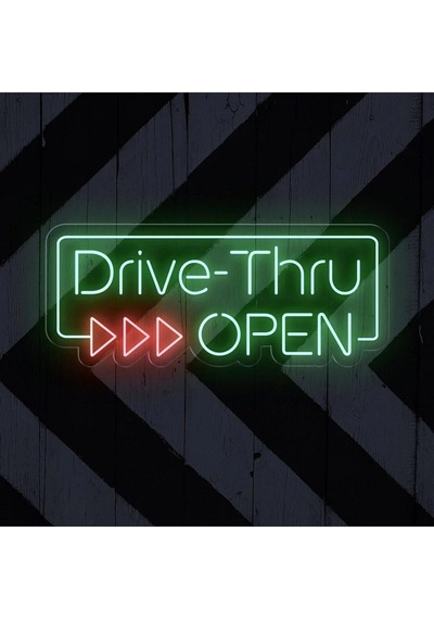 Drive-thru Open Yazılı Neon Tabela Yeşil