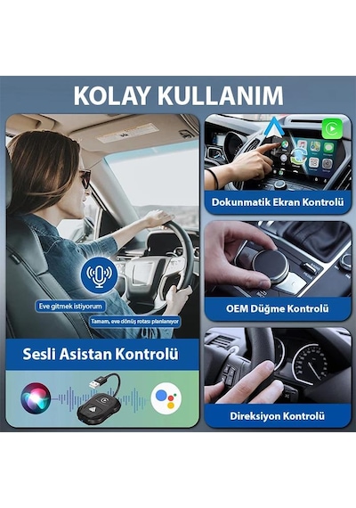 Coofbe Auto Car Play Ve Apple Uyumlu iOS Dönüştürücü Carplay Dongle Kablosuz Çevirici