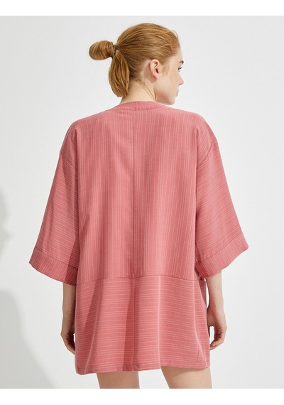 Koton Cepli Kimono Pembe Çizgili 1yak58311cw
