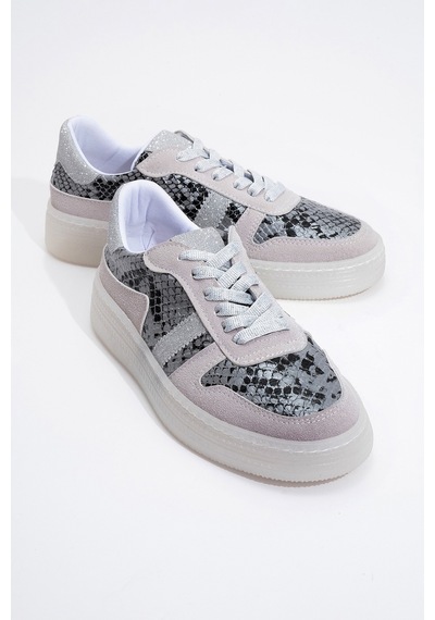Luvishoes Luvi Shoes Rexie Gümüş Desenli Simli Kadın Spor Ayakkabı Gümüş