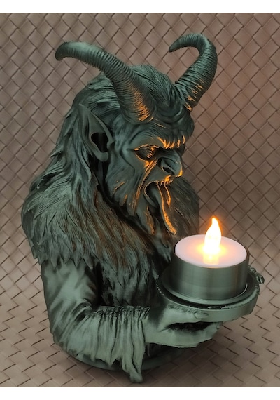 Krampus Tasarımlı Dekoratif Led Mumluk - Özel Tasarım Figür Hediyelik