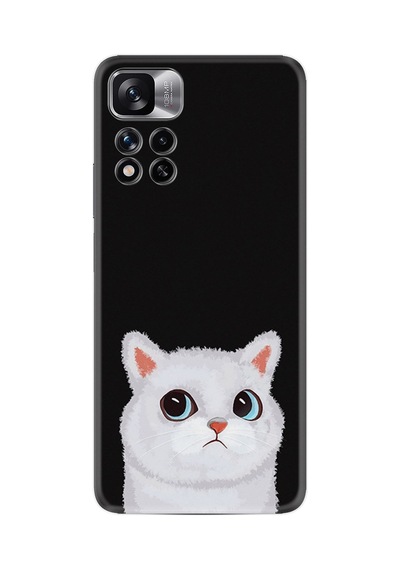 Xiaomi Redmi Note 11 Pro Plus 5g Kılıf Resimli Desenli Silikon Platinium Series White Cat 1835