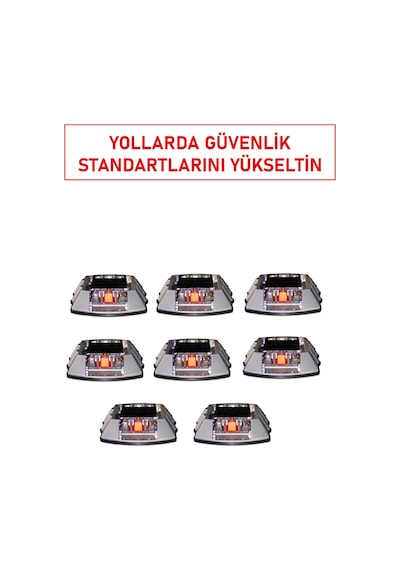 11921 Slk Solar Yol Butonu Güneş Enerjili, 3+3 Led Flaşör, Alüminyum Gövde, Ip65 Koruma