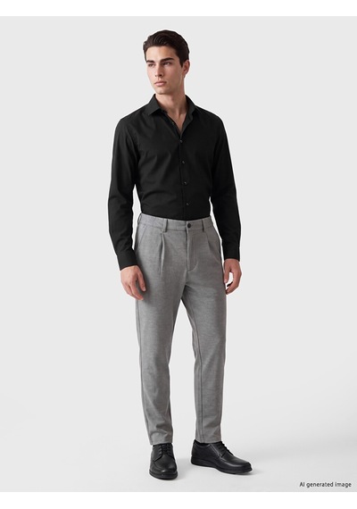Lcw Busıness Siyah Slim Fit Gabardin Erkek Gömlek