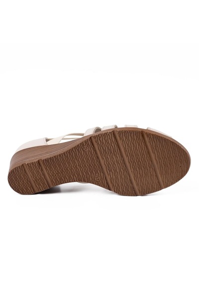 Mammamia D26ys-2855 Kadın Hakiki Deri Dolgu Taban Comfort Sandalet Krem Mammamia D26ys-2855 Kadın Hakiki Deri Dolgu Taban Comfort Sandalet Krem