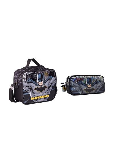 Batman Desenli Beslenme Çantası Ve Kalem Çantası Siyah