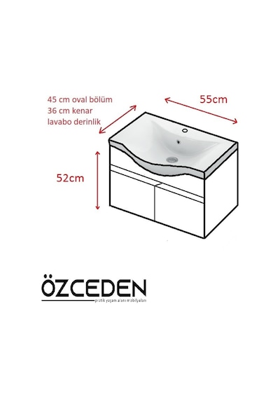 Yıldız 55 Banyo Alt Dolap Beyaz Mdf Beyaz