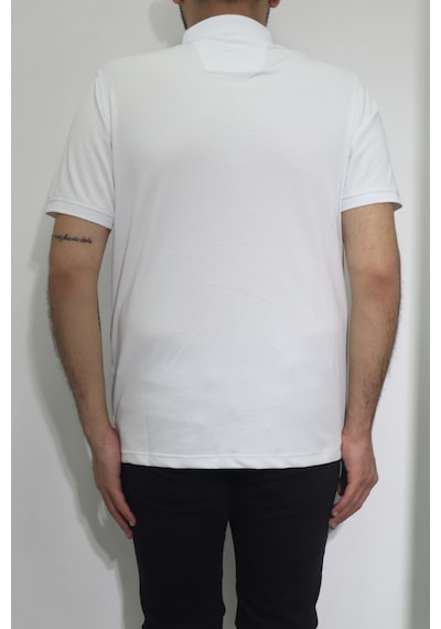 Santa Dmctekstil Erkek Desenli Spor Kesim Rahat Kalıp Polo Yaka Düğme Kapamalı T-shirt Beyaz