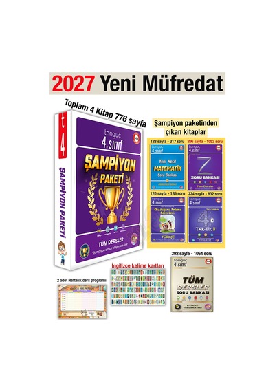 4. Sınıf 2027 Şampiyon Paketi Tüm Dersler Soru Bankası Seti