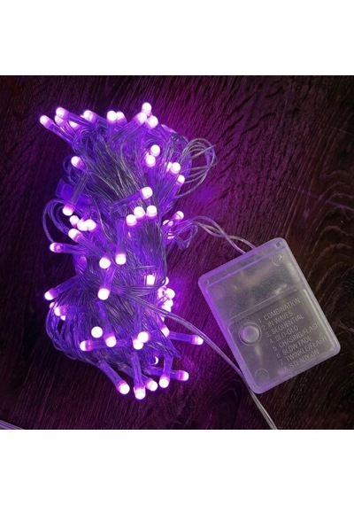 10m 100 Led Damla Uçlu Pembe Işık Şeffaf Kablo Renk