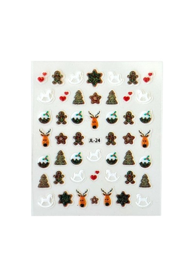 No:24 - Noel Baba 3d Tasarım Yapışkan Tırnak Sticker Tırnak Dövmesi Nail Art