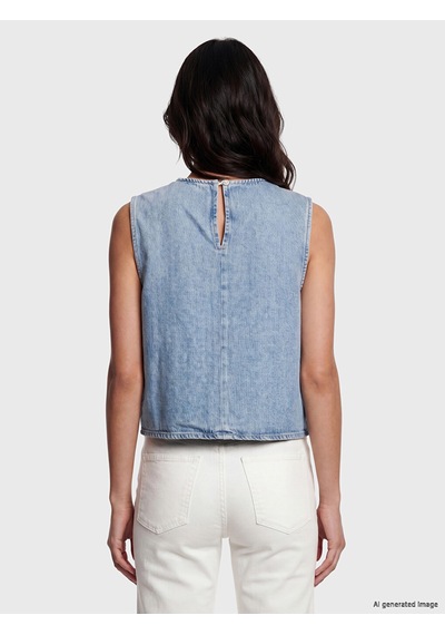 Lcw Vision İndigo Bisiklet Yaka Jean Bluz
