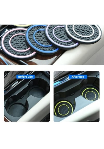 Zhltools Araç İçi Bardak Tutucu Matlar 2 Adet Yeşil Yeşil