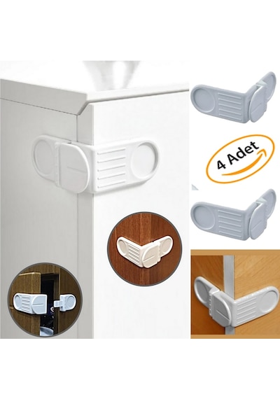 Çocuk Bebek Dolap Kapak Kapı Köşe Koruma Kilidi Vidasız Koruyucu 8 x 7.5 CM Çok Renkli
