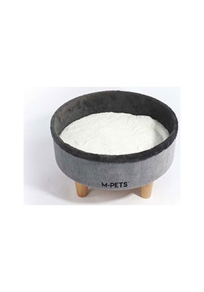 M-pets Round Elevated Ahşap Ayaklı Kedi Yatağı Gri 47x47x26 Cm 244-54029.01