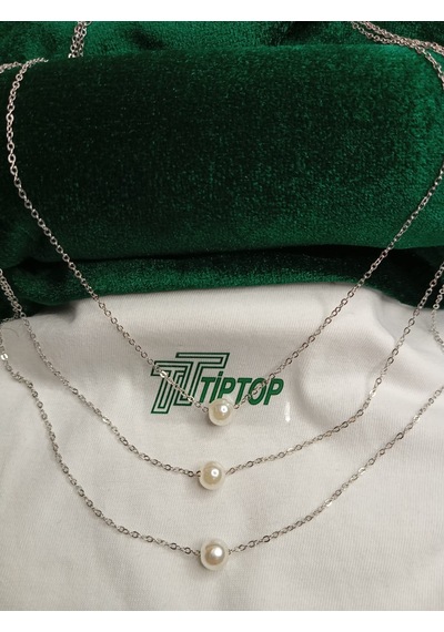 Tiptop/ Bordo Taş Kalp Model Gümüş Renk Kolye - Üç Katmanlı Üç İnci Kolye Set Gümüş - Rose Gold Tiptop/ Bordo Taş Kalp Model Gümüş Renk Kolye - Üç Katmanlı Üç İnci Kolye Set Gümüş - Rose Gold