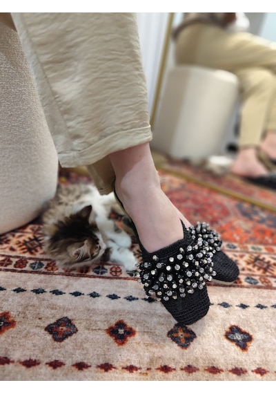 My Stil Moda Kadın Önü Kapalı Hasır Terlik Boncuk İşlemeli Çeyiz, Günlük, Misafir Ev Terliği siyah My Stil Moda Kadın Önü Kapalı Hasır Terlik Boncuk İşlemeli Çeyiz, Günlük, Misafir Ev Terliği siyah