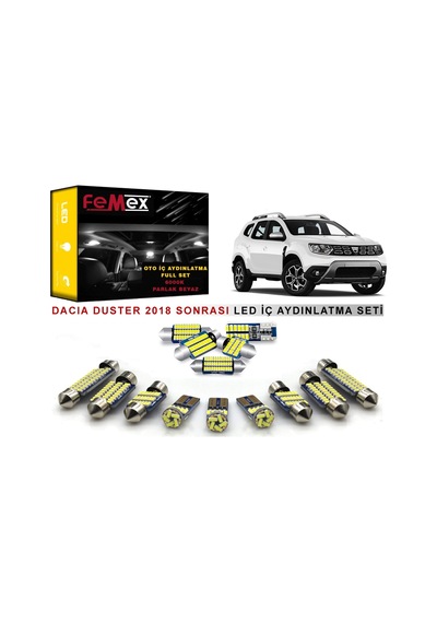 Dacia Duster 2018 Sonrası LED İç Aydınlatma Ampul Seti FEMEX Parl