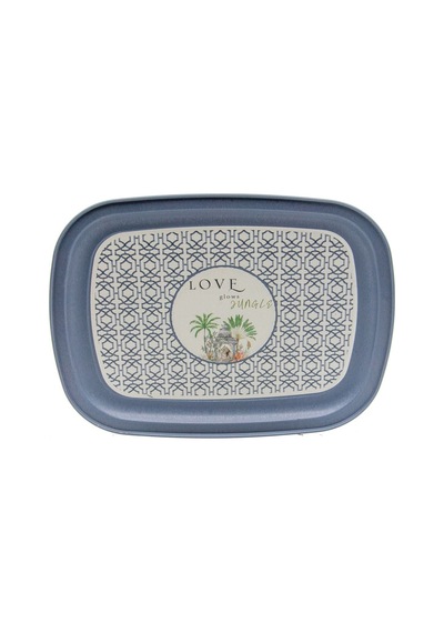 Forrest Grey Love Desenli Bombeli Metal Tepsi, 23 X 30 Cm