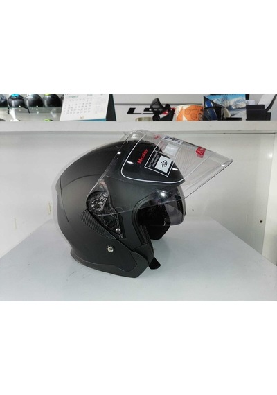 526 Güneş Vizörlü Mat Siyah Açık Kask Siyah