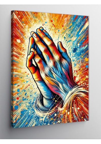 Kanvas Tablo Dua Eden Eller Renkli Çizim 50cmx70cm