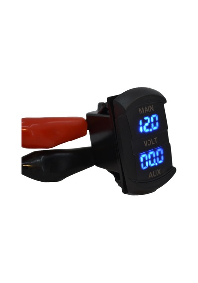 12v 24v Dc Voltmetre Çift Ekran Akü+cihaz Aux Dikdörtgen