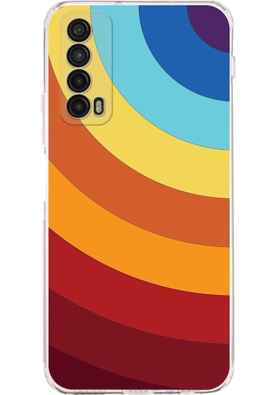 Huawei Psmart 2021 Uyumlu Kamera Korumalı Renk Cümbüşü A Tasarımlı Şeffaf Silikon Kılıf